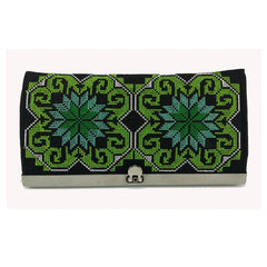 Bohemia Cross Stitch Hasp Women Purse Lucky Flower Pattern Vintage Wallets