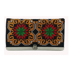 Bohemia Cross Stitch Hasp Women Purse Lucky Flower Pattern Vintage Wallets