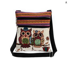 Owl Print Shoulder Bags Mini Flap Messenger Double Zipper Small Crossbody