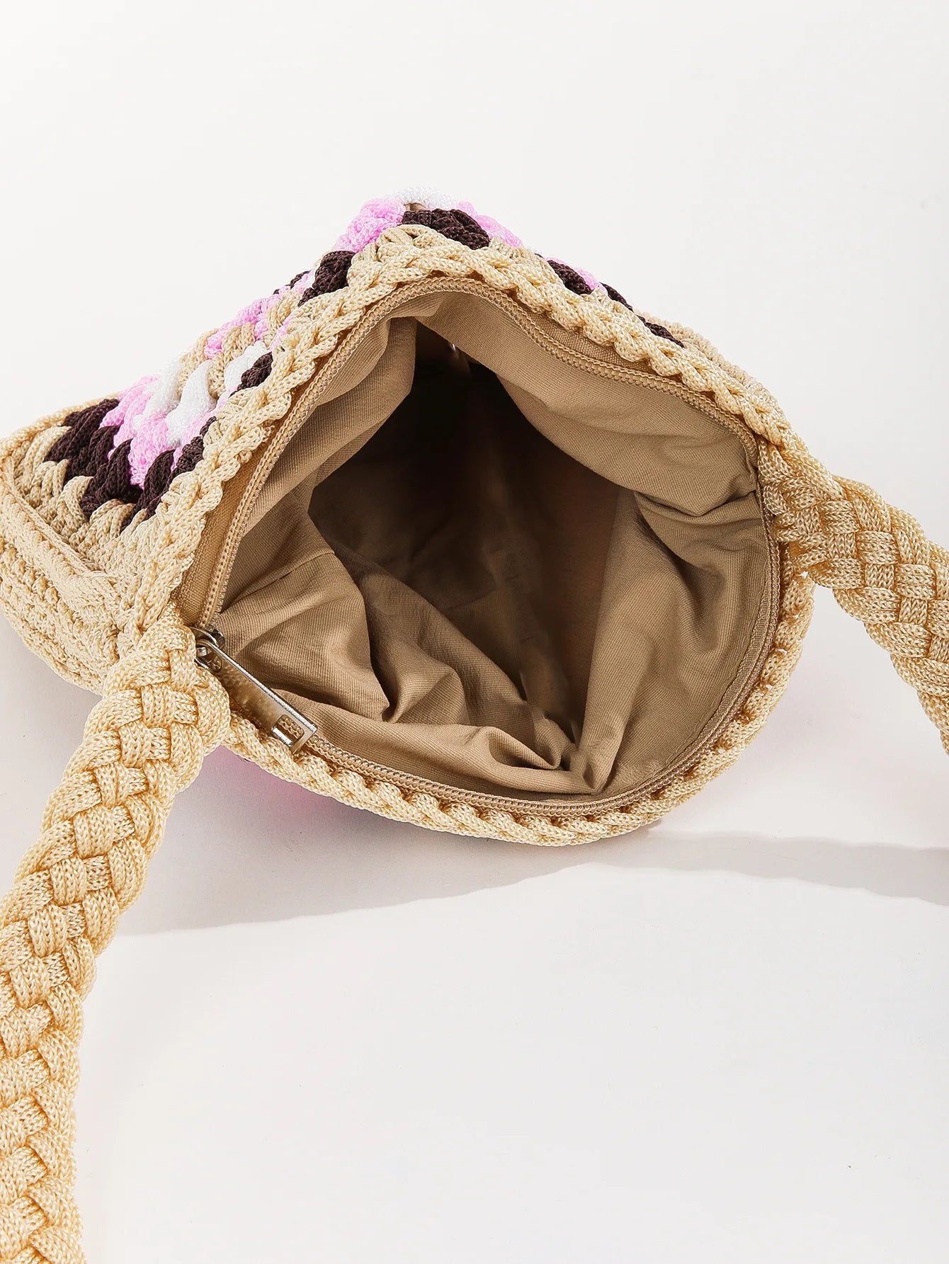 Hand-Woven Crochet Straw Shoulder Bag for Women