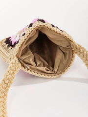 Hand-Woven Crochet Straw Shoulder Bag for Women