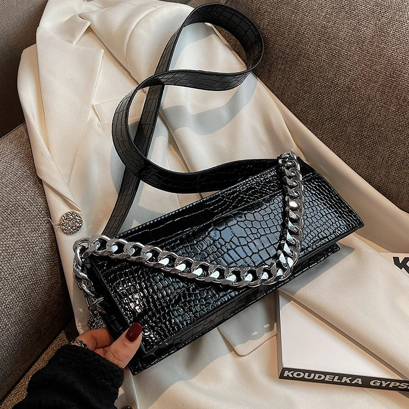 Stone Pattern Leather Crossbody Bag for Women