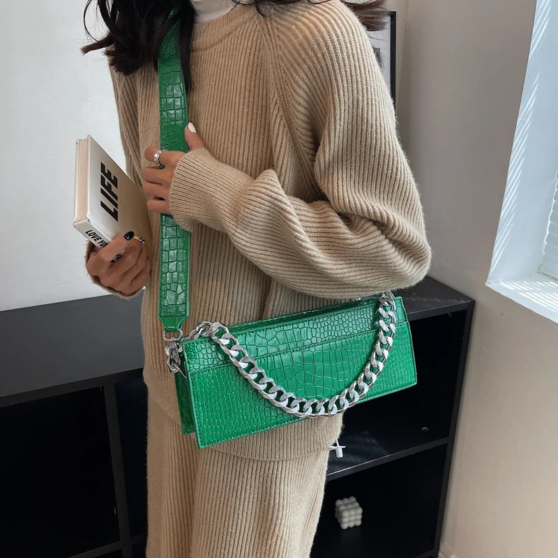 Stone Pattern Leather Crossbody Bag for Women