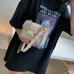 Women Lady Handbags Wide Strap Chain Messenger Crossbody Bags