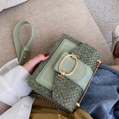 Chain Messenger Crossbody Bags Wide Strap Shoulder Bags for Women