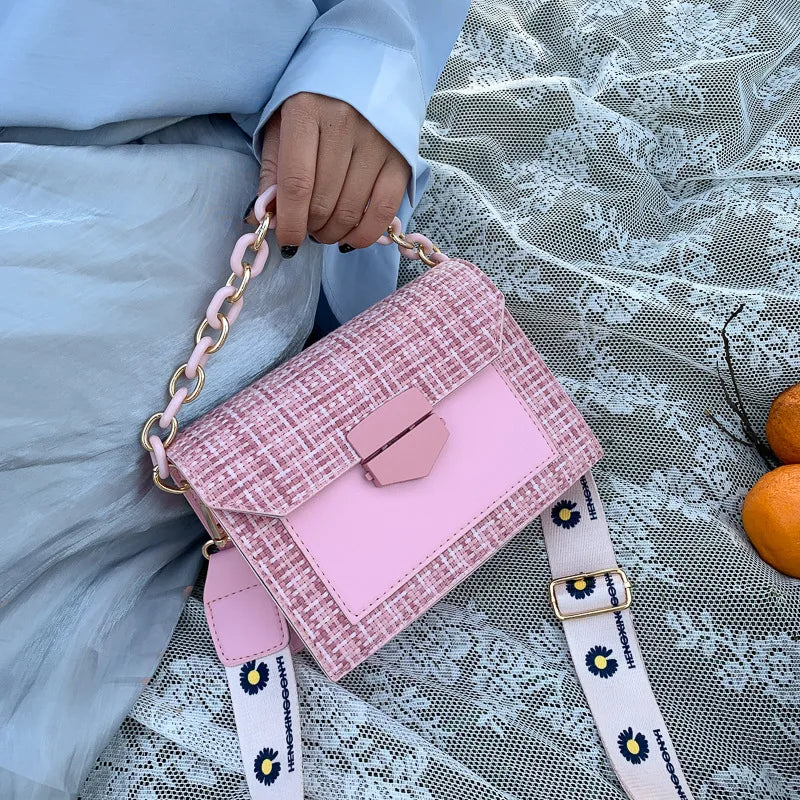 Wide Strap Shoulder Bags Lady Handbags and Purses