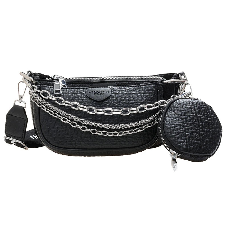 Wide Straps Shoulder Bags For Women Purses And Handbags PU Leather