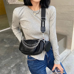 Wide Straps Shoulder Bags For Women Purses And Handbags PU Leather