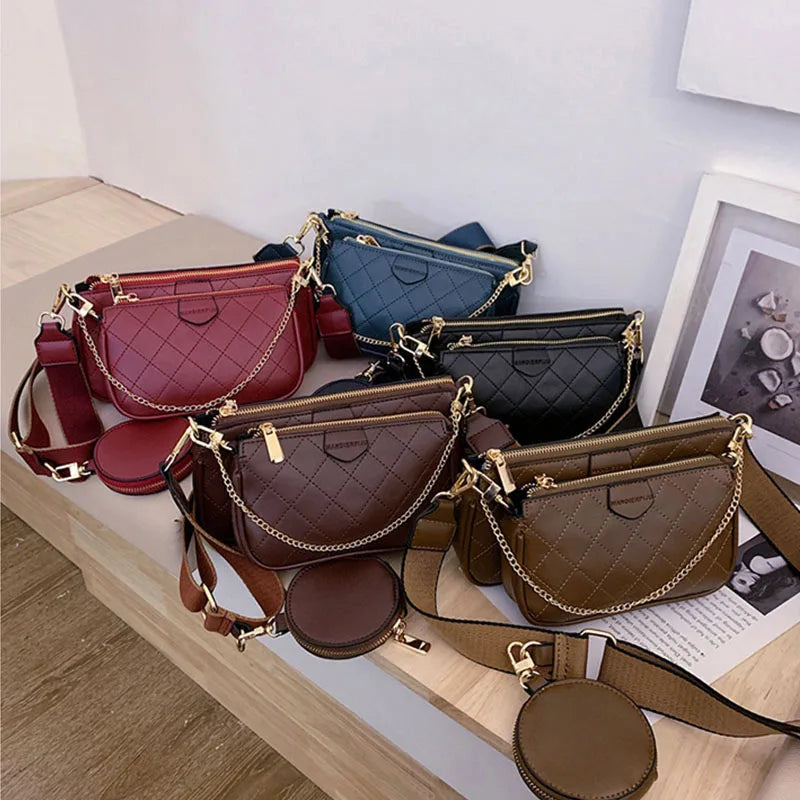 Wild Messenger Shoulder Bags Female Letter Flap Plaid Chains Zipper
