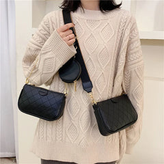 Wild Messenger Shoulder Bags Female Letter Flap Plaid Chains Zipper