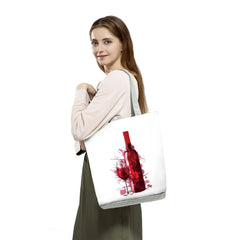 Cute Wine Glass Print Tote Bag for Women