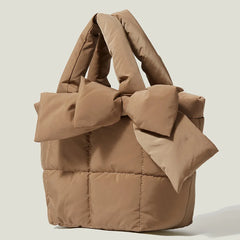Winter Bow Padded Tote Bags for Women