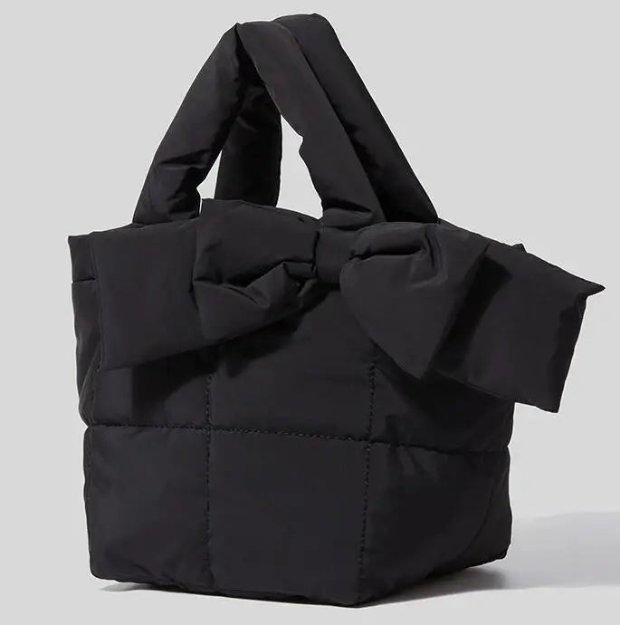 Winter Bow Padded Tote Bags for Women