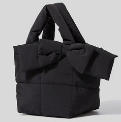 Winter Bow Padded Tote Bags for Women