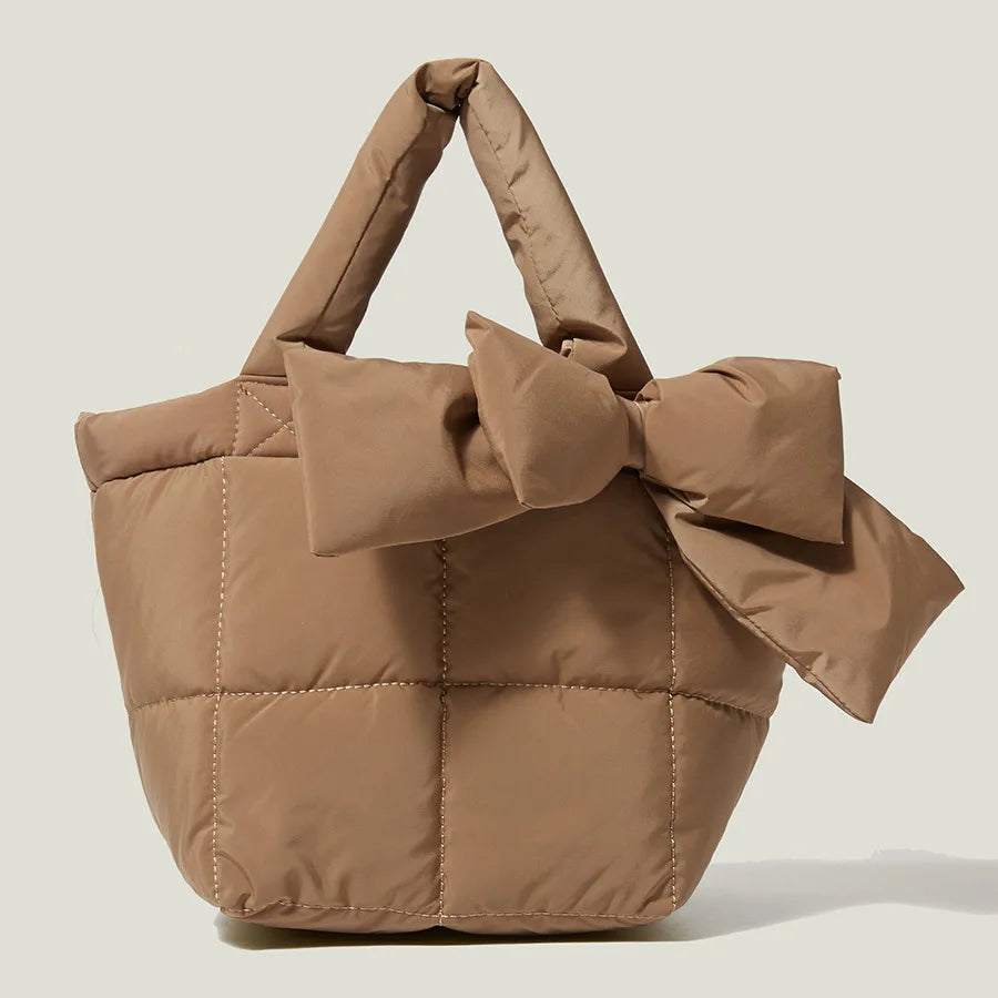 Winter Bow Padded Tote Bags for Women