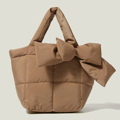 Winter Bow Padded Tote Bags for Women