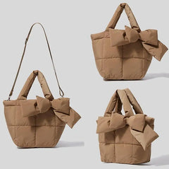 Winter Bow Padded Tote Bags for Women