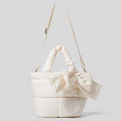 Winter Bow Padded Tote Bags for Women