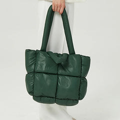 Women's Winter Big Down Tote Bag Large Capacity Shoulder Travel Handbag