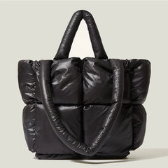 Women's Winter Big Down Tote Bag Large Capacity Shoulder Travel Handbag