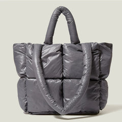 Women's Winter Big Down Tote Bag Large Capacity Shoulder Travel Handbag