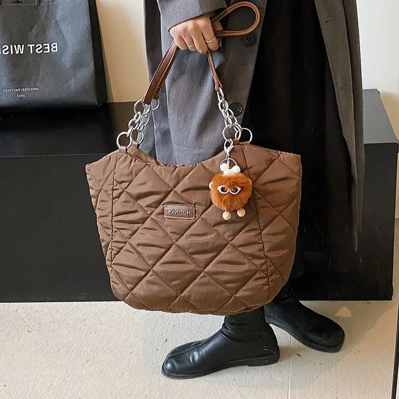 Winter Big Tote Bags for Women Shopper Shopping Shoulder Bag Cloth Top Handle Ch