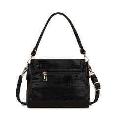Serpentine Leather Hobo Crossbody Bag for Women
