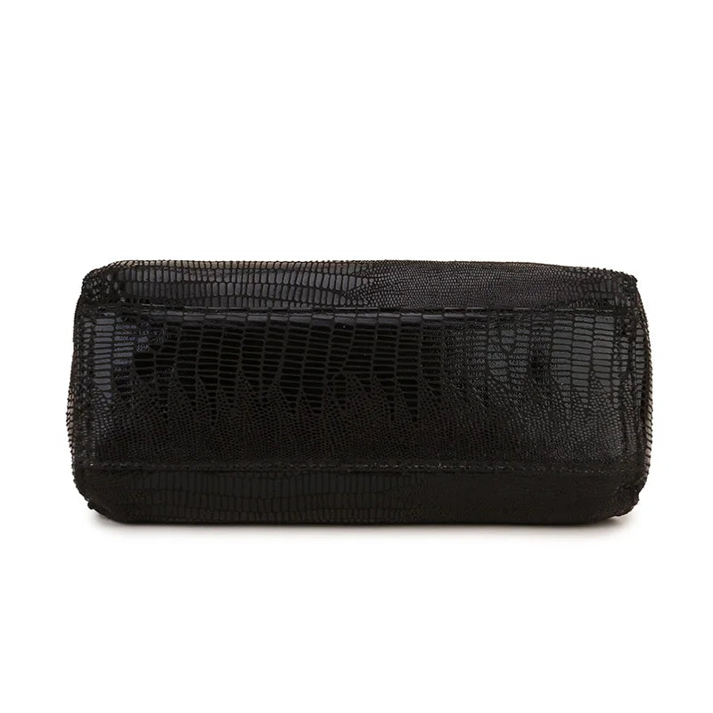Serpentine Leather Hobo Crossbody Bag for Women