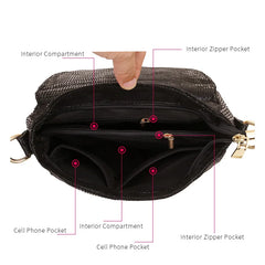 Serpentine Leather Hobo Crossbody Bag for Women