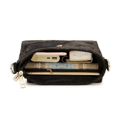 Serpentine Leather Hobo Crossbody Bag for Women
