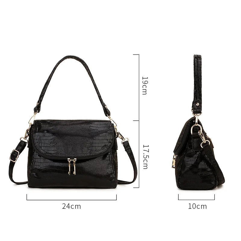 Serpentine Leather Hobo Crossbody Bag for Women