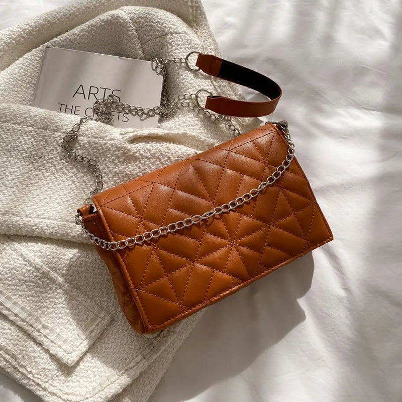 Winter Casual Chain Handbag High Pu Leather Female Shoulder Bag