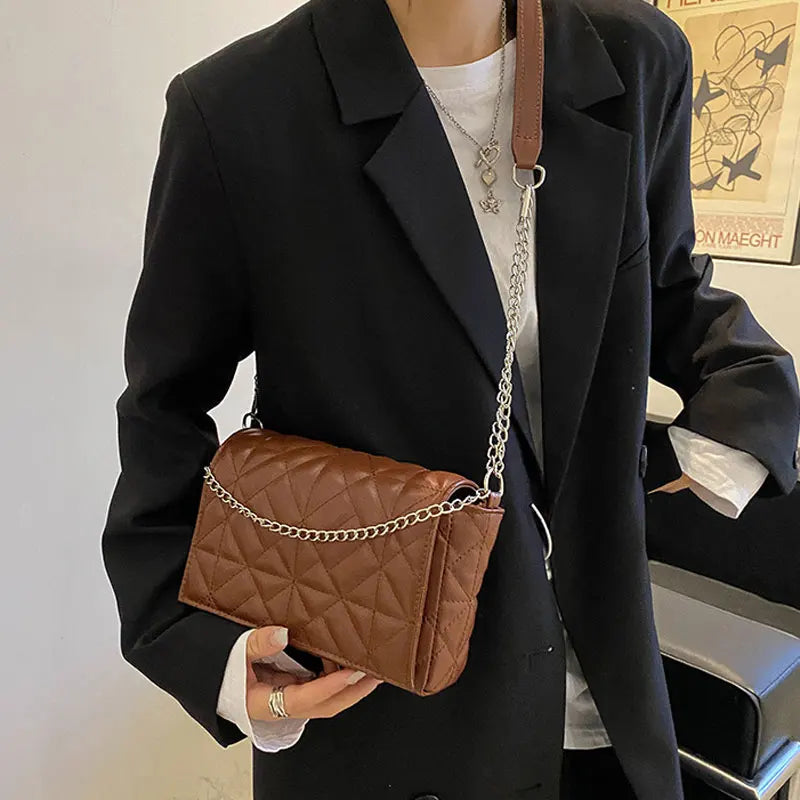 Winter Casual Chain Handbag High Pu Leather Female Shoulder Bag