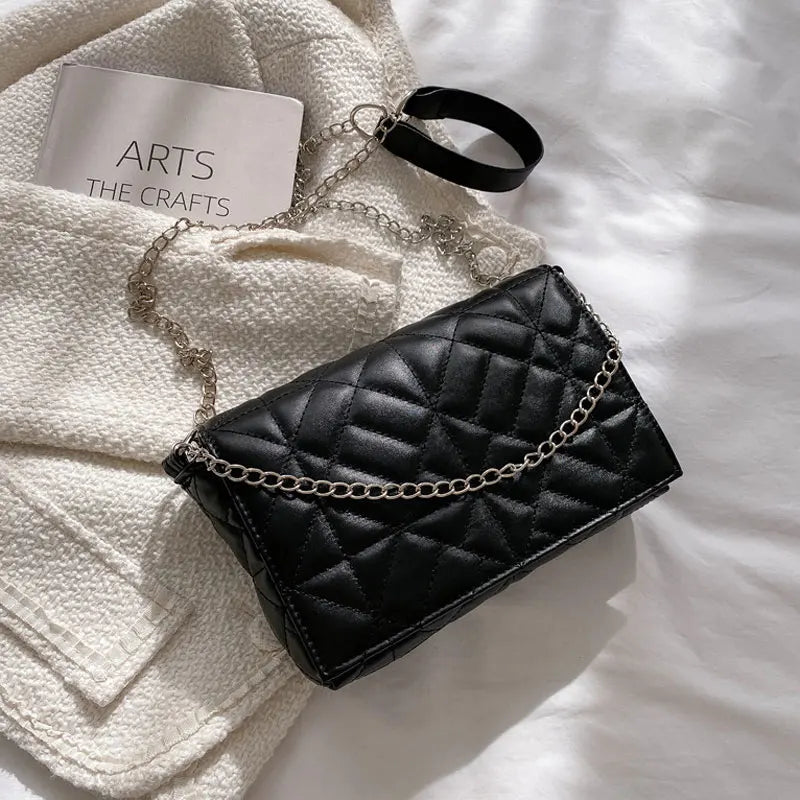 Winter Casual Chain Handbag High Pu Leather Female Shoulder Bag