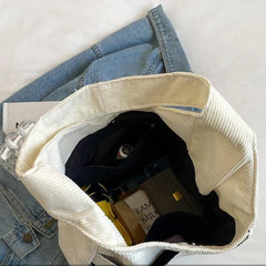 Winter Corduroy Shoulder Bags For Women Casual Large Capacity Shopping Totes