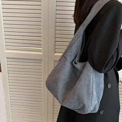 Winter Corduroy Shoulder Bags For Women Casual Large Capacity Shopping Totes