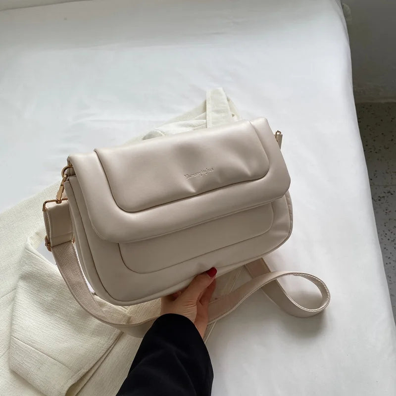 Winter Cotton Shoulder Bags for Women Space Down Feather Padded Messager Bag