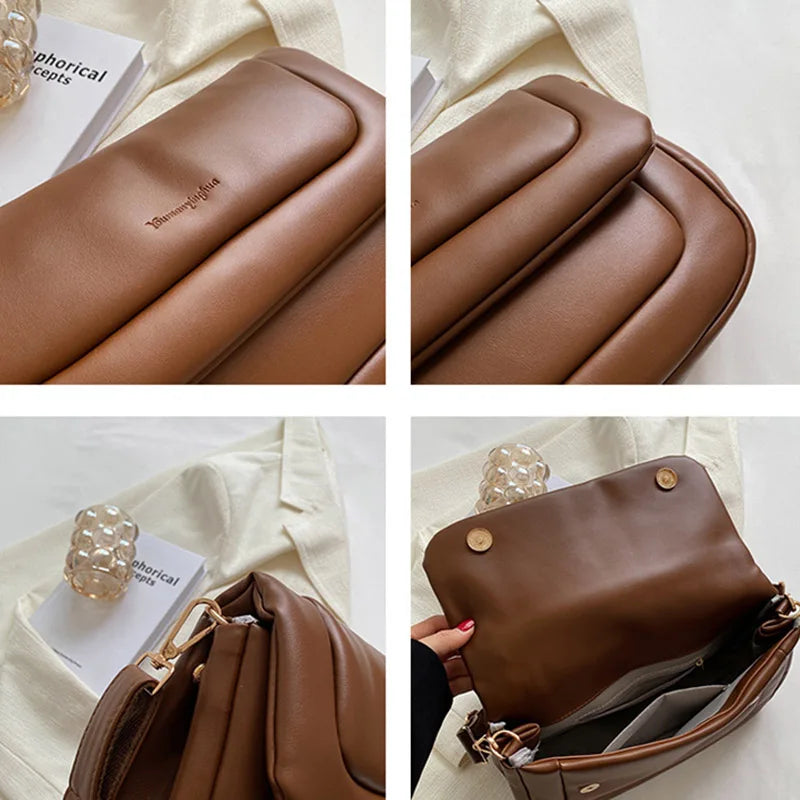 Winter Cotton Shoulder Bags for Women Space Down Feather Padded Messager Bag