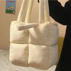 Winter Diamond Tote Bag Large Capacity Down Shoulder Handbag