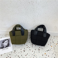 Winter Down Padded Handbags Cotton Quilting Shoulder Crossbody Bags for Women