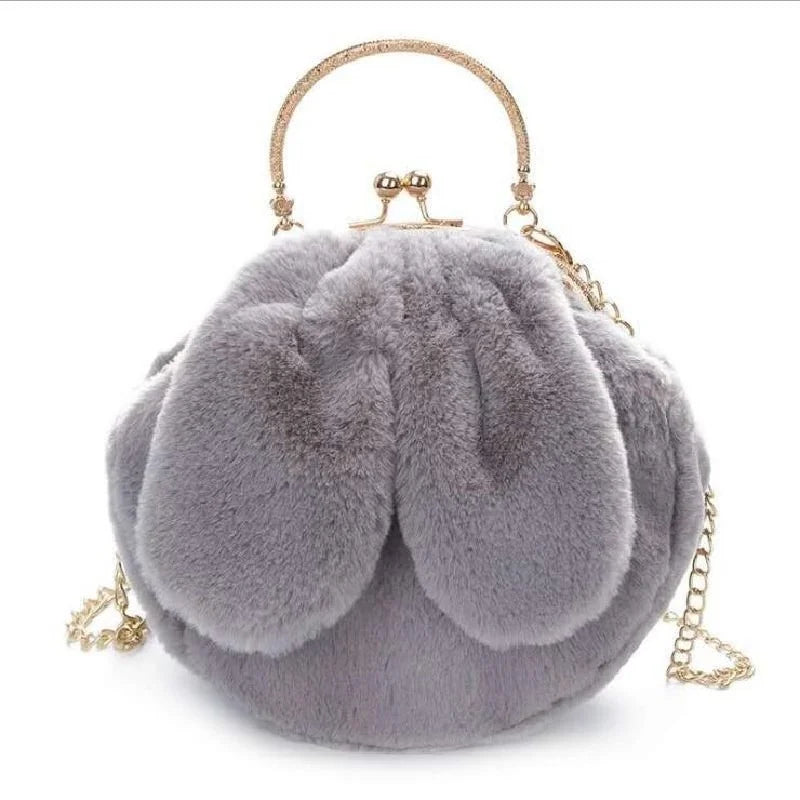 Winter Plush Handbags Shoulder Bag Rabbit Soft Warm Fur Bags Female Chain