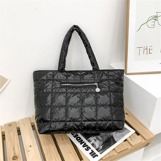 Winter Women Handbags High Down Fabric Padded Bag Large Capacity Shoulder Bags