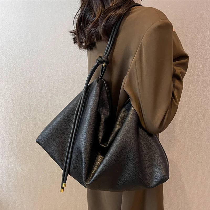 Winter Large Capacity Shoulder Bag For Women High PU Leather Shopper Handbag