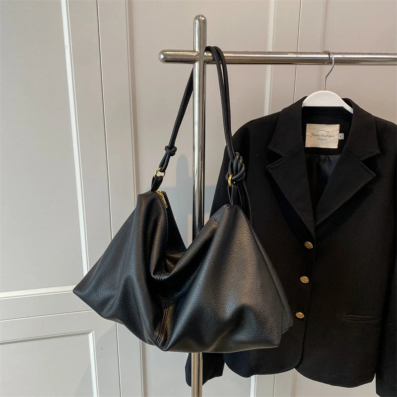 Winter Large Capacity Shoulder Bag For Women High PU Leather Shopper Handbag