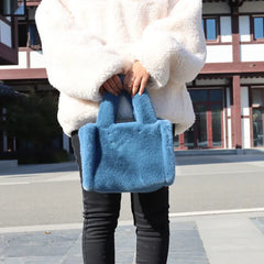 Winter Women's Faux Fur Shoulder Bag Large Capacity Soft Plush Tote Bag