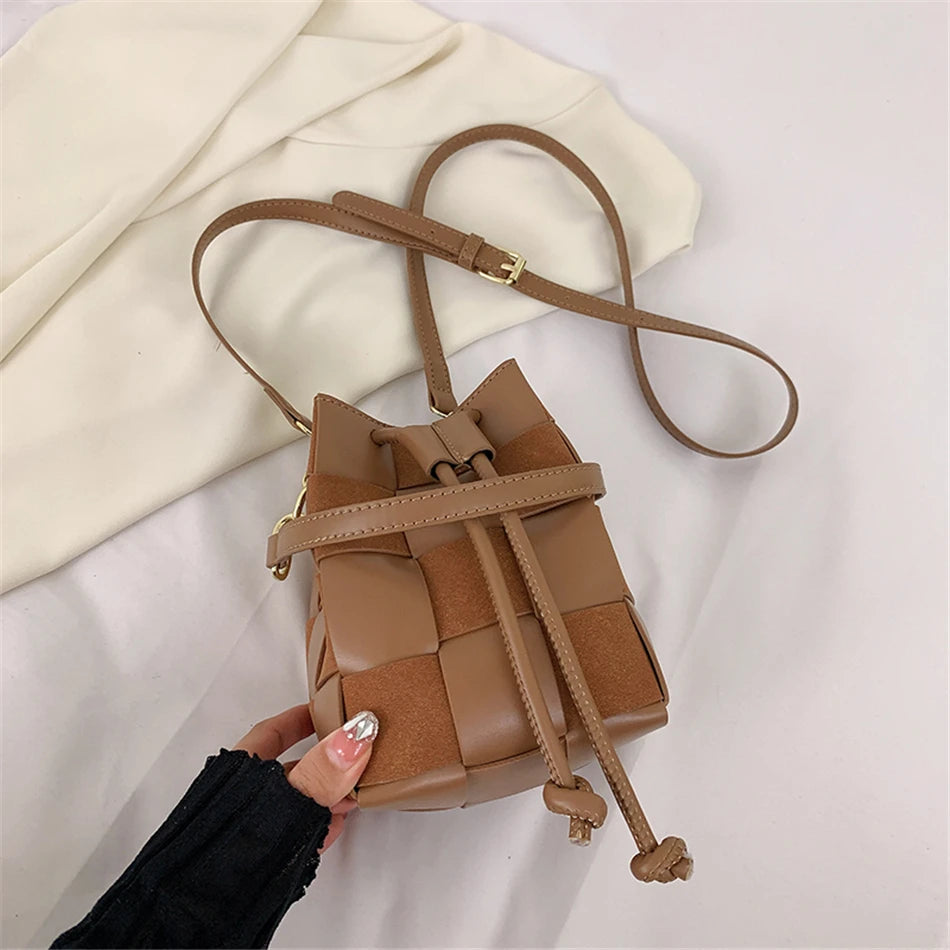 Women's Winter Woven Bucket Shoulder Bag Handbag