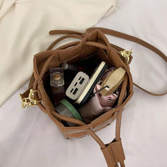 Women's Winter Woven Bucket Shoulder Bag Handbag