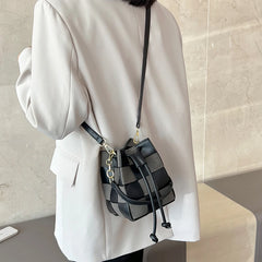 Women's Winter Woven Bucket Shoulder Bag Handbag