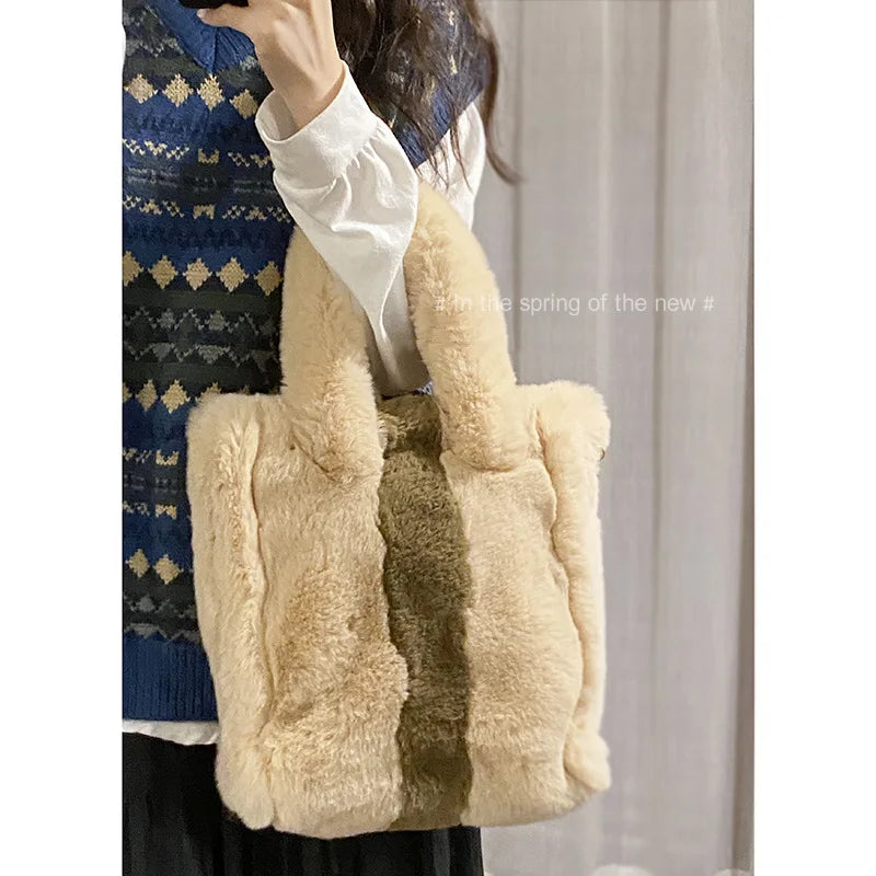 Winter Hairy Women Bag High Capacity Handbag Shoulder Tote Girls Purses Soft