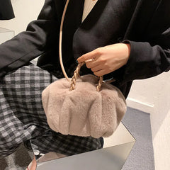 Women's Faux Fur Warm Hand Clutch Crossbody Shoulder Bags